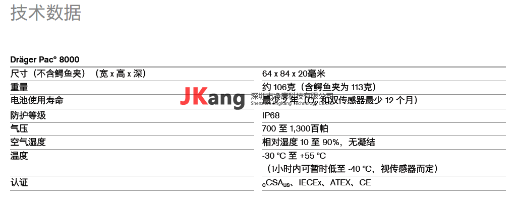 Pac8000单一气体检测仪,Drager德尔格Pac8000空气检测仪