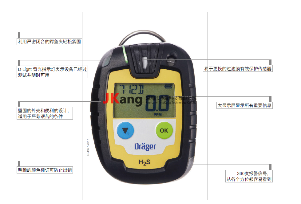 Pac6000检测仪,Drager德尔格Pac6000硫化氢单一氧气检测仪